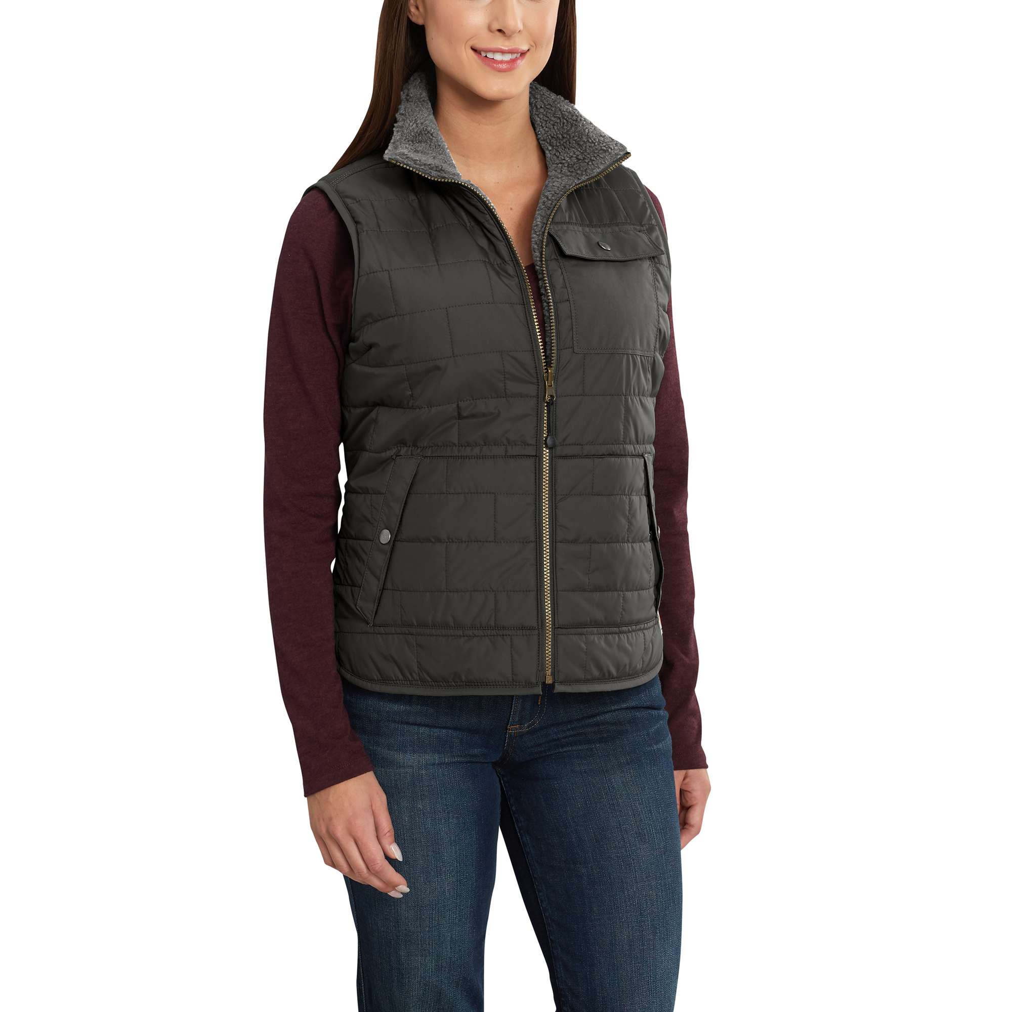 Amoret Reversible Sherpa-Lined Vest