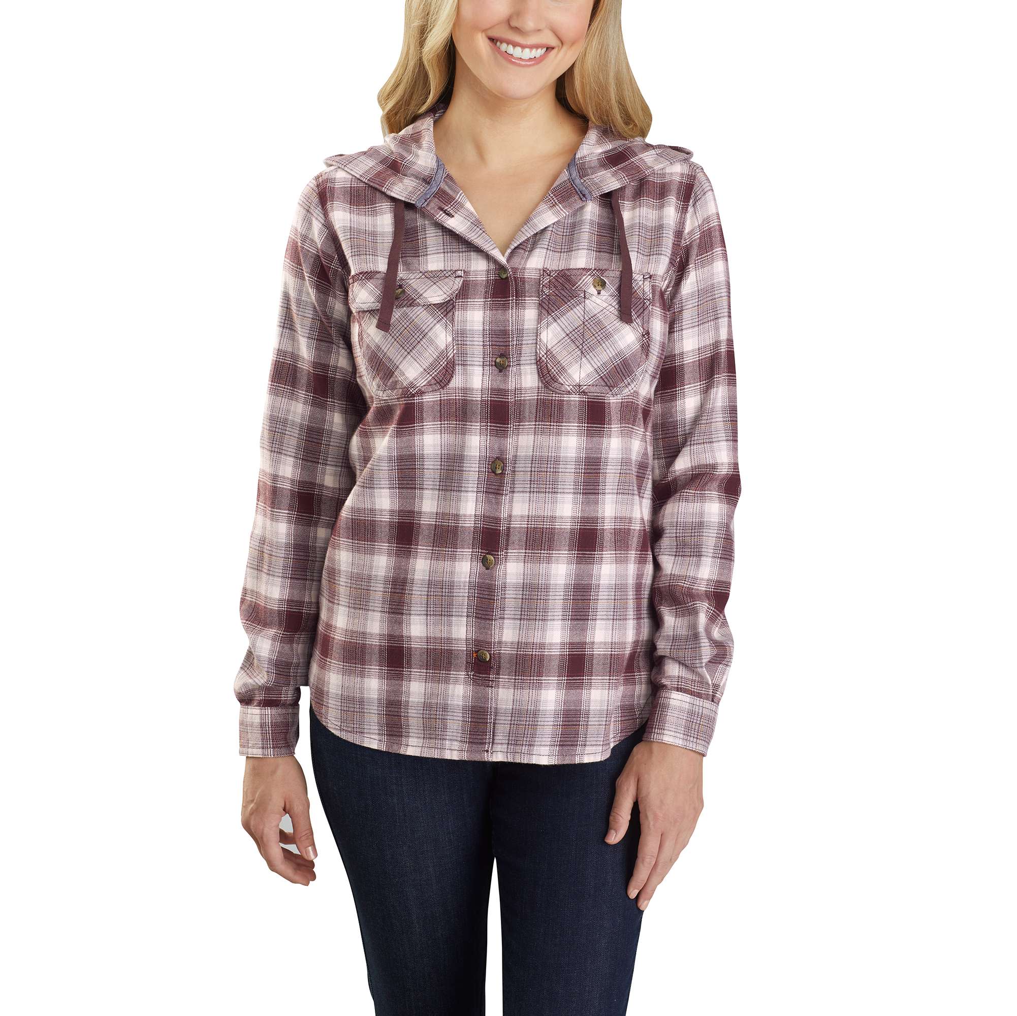 Carhartt® Relaxed Fit Flannel Hooded Plaid Shirt