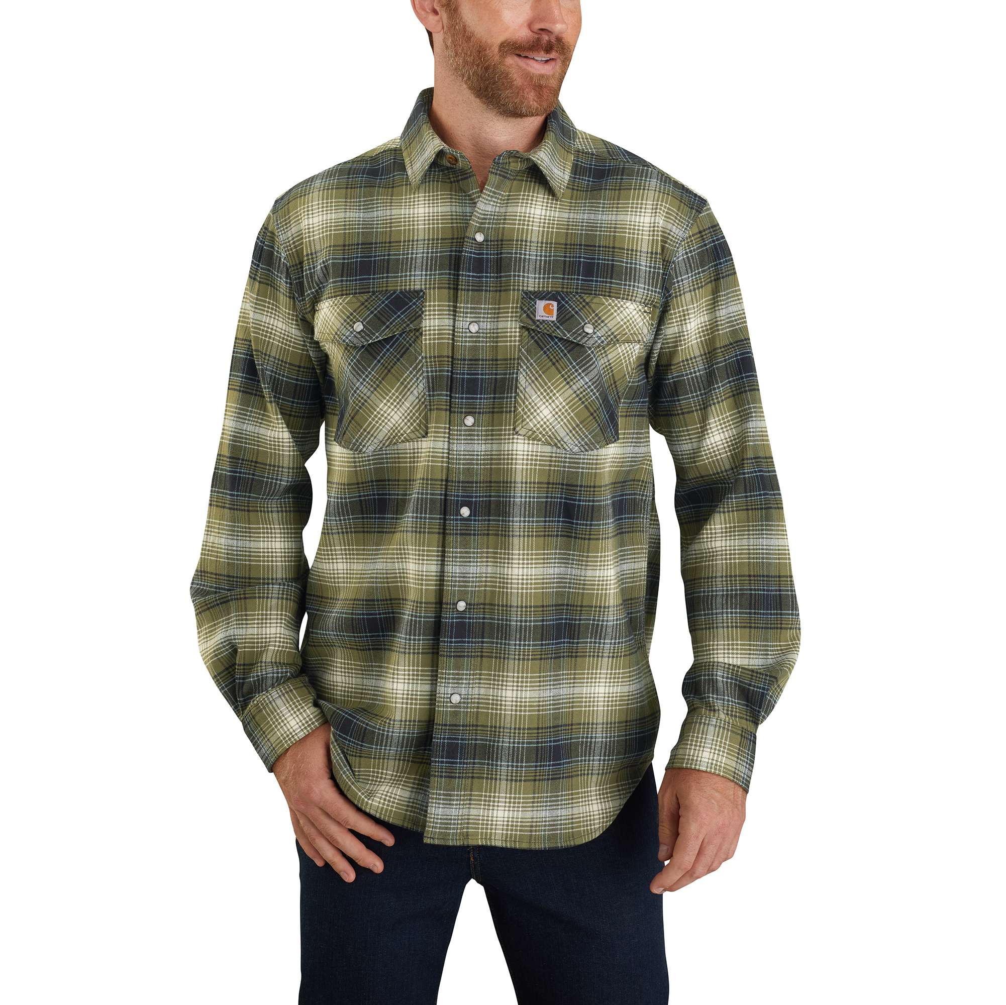 Carhartt® Rugged Flex® Relaxed Fit Flannel Long-Sleeve Snap-Front Plaid Shirt