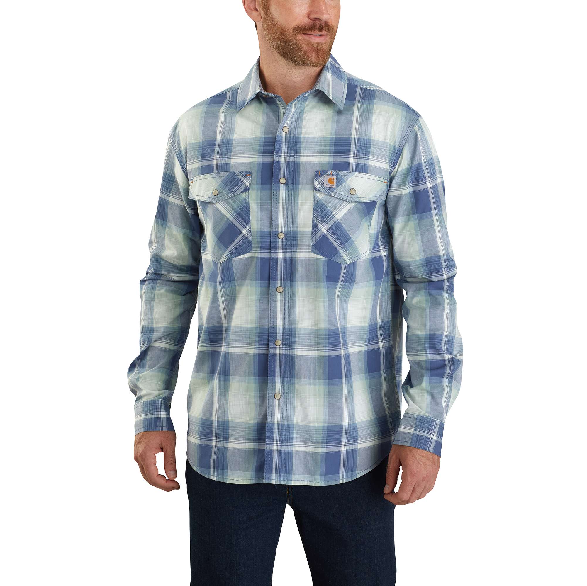 Carhartt® Rugged Flex® Relaxed Fit Lightweight Long-Sleeve Snap-Front Plaid Shirt