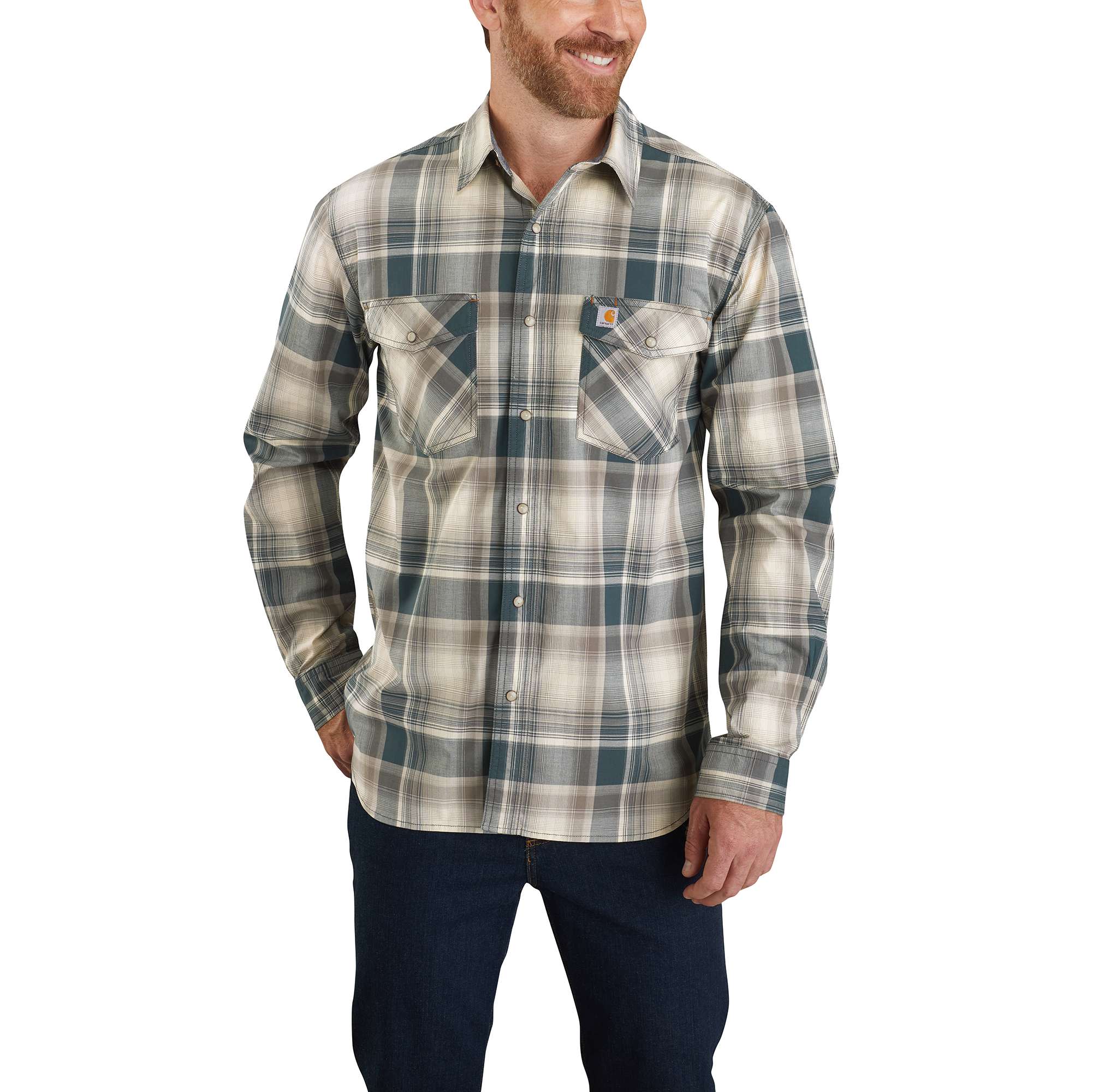 Carhartt® Rugged Flex® Relaxed Fit Lightweight Long-Sleeve Snap-Front Plaid Shirt