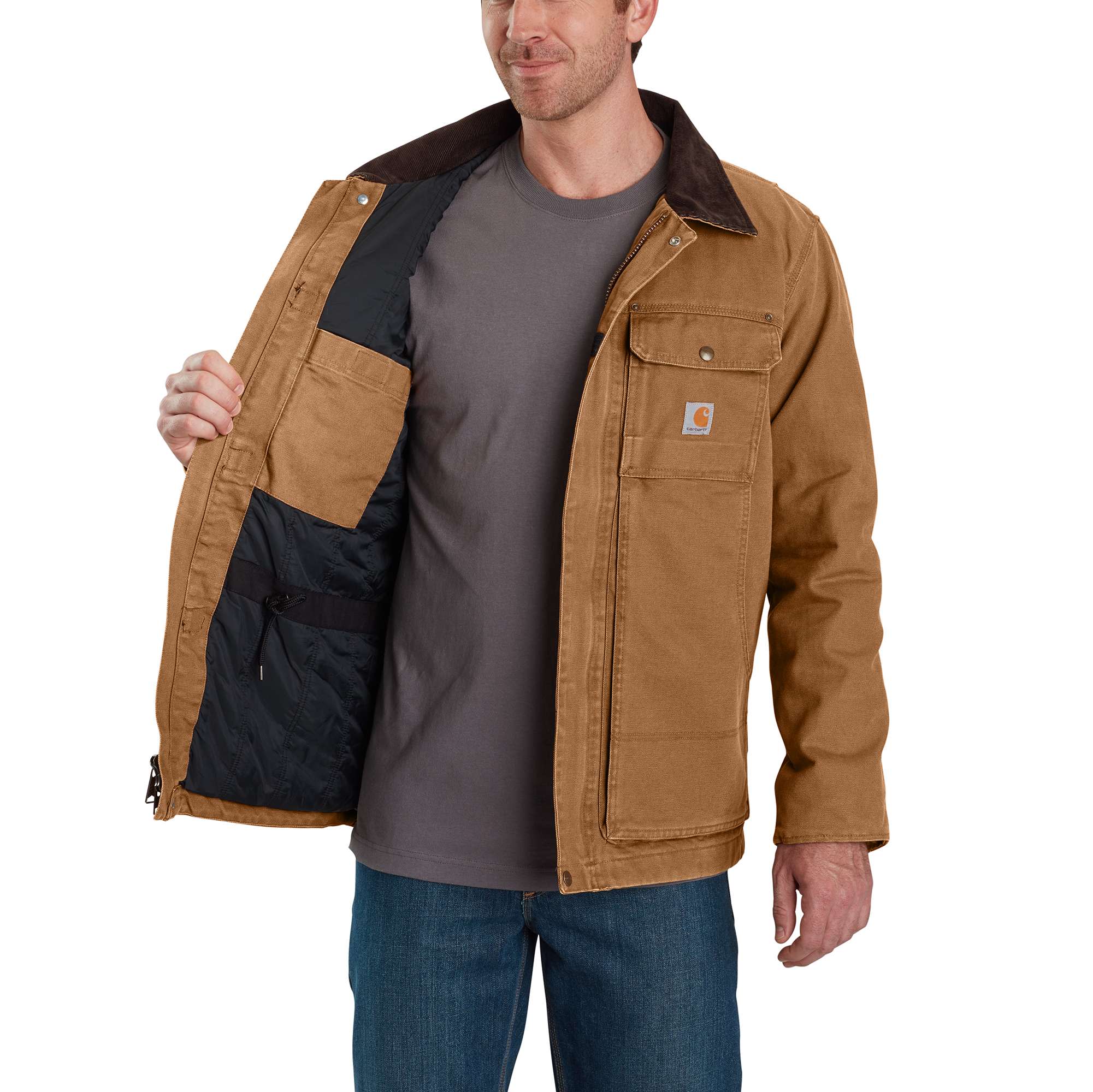 Full Swing® Relaxed Fit Washed Duck Insulated Traditional Coat - 3 Warmest Rating - Image 4
