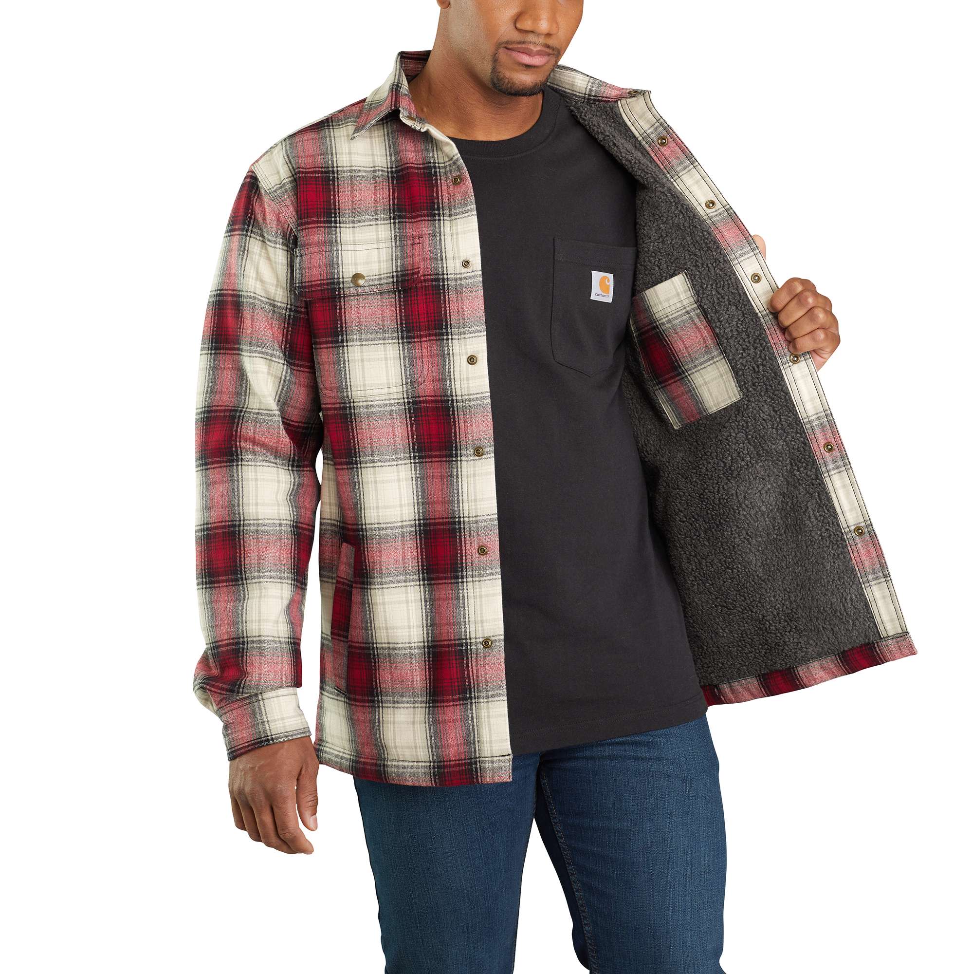 Hubbard Sherpa-Lined Plaid Flannel Shirt Jac - Image 3