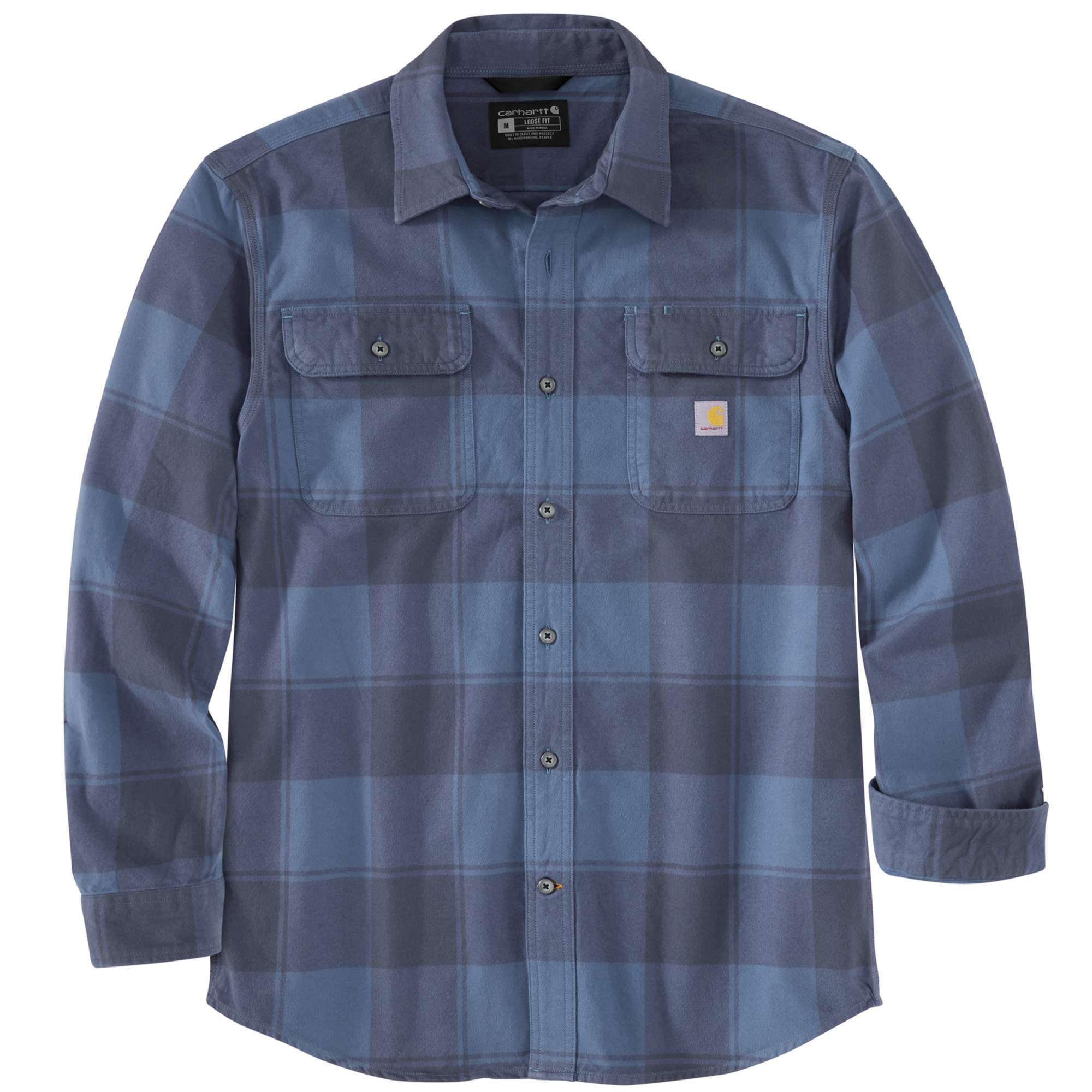 Loose Fit Heavyweight Flannel Long-Sleeve Plaid Shirt
