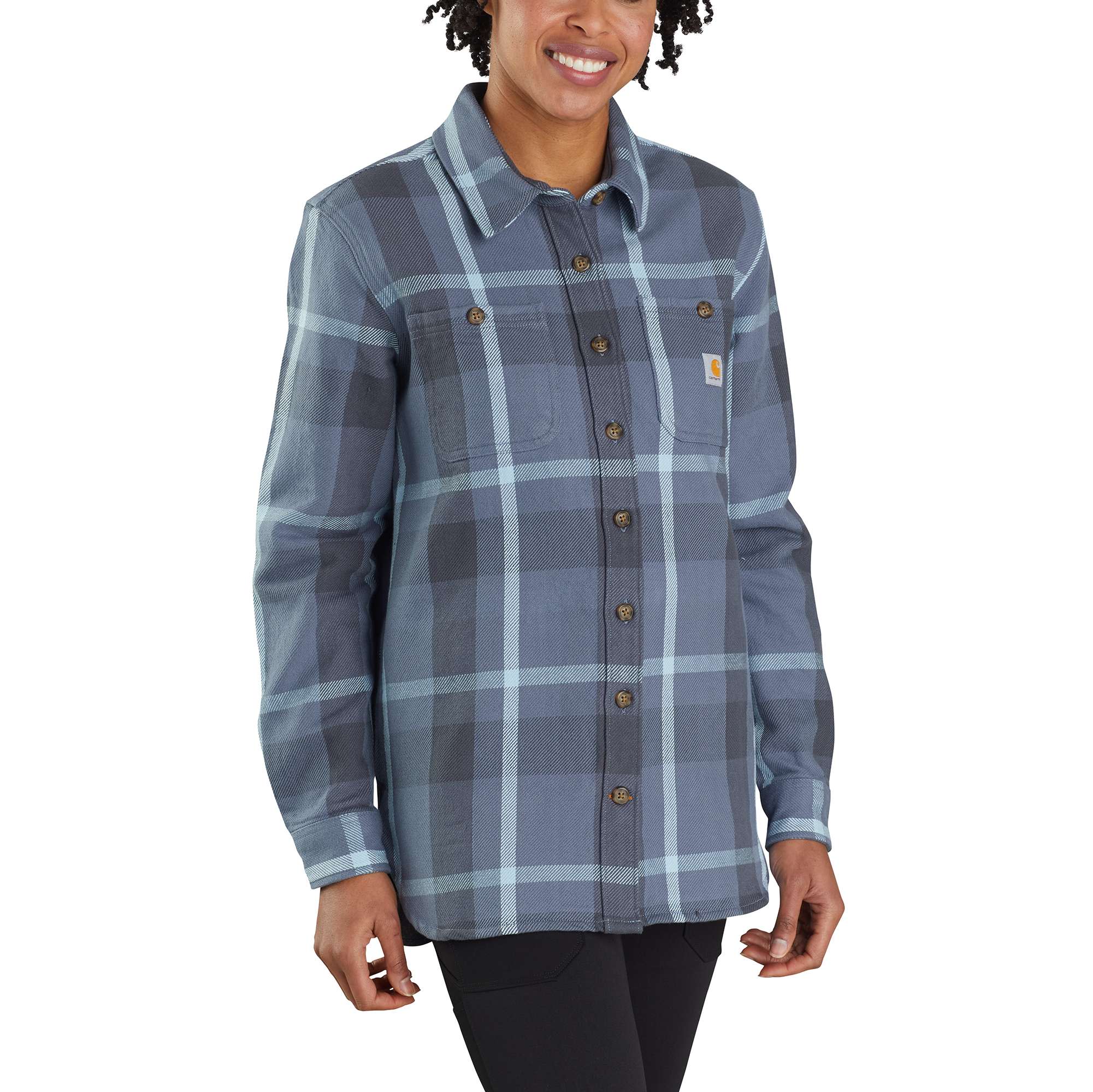 Loose Fit Heavyweight Twill Long-Sleeve Plaid Shirt
