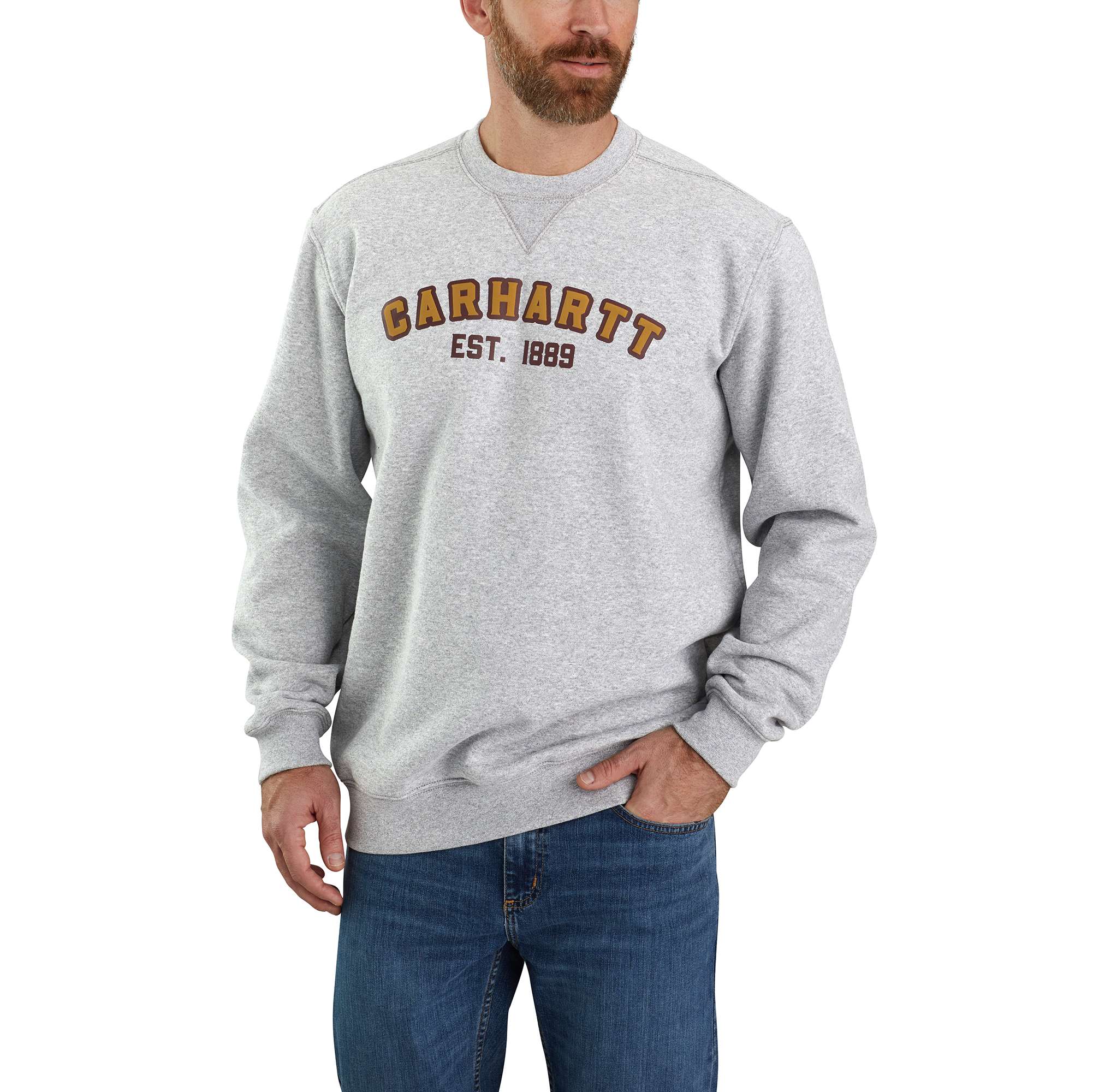 Loose Fit Midweight Crewneck Block Logo Graphic Sweatshirt