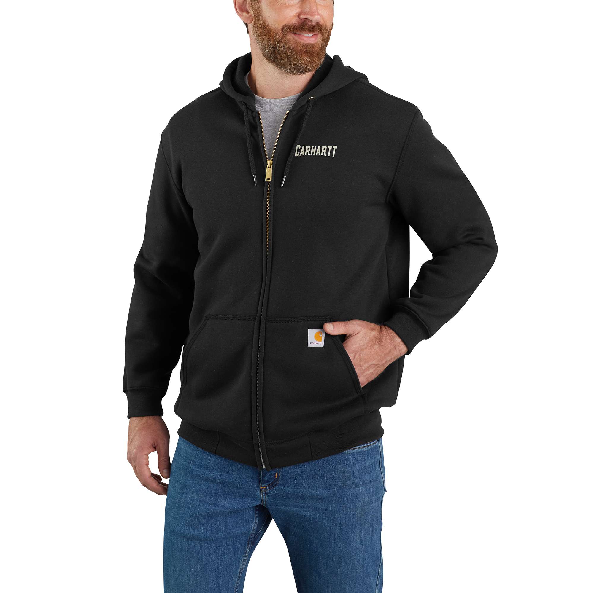 Loose Fit Midweight Full-Zip Hooded Authentic Gear Graphic Sweatshirt - Image 2