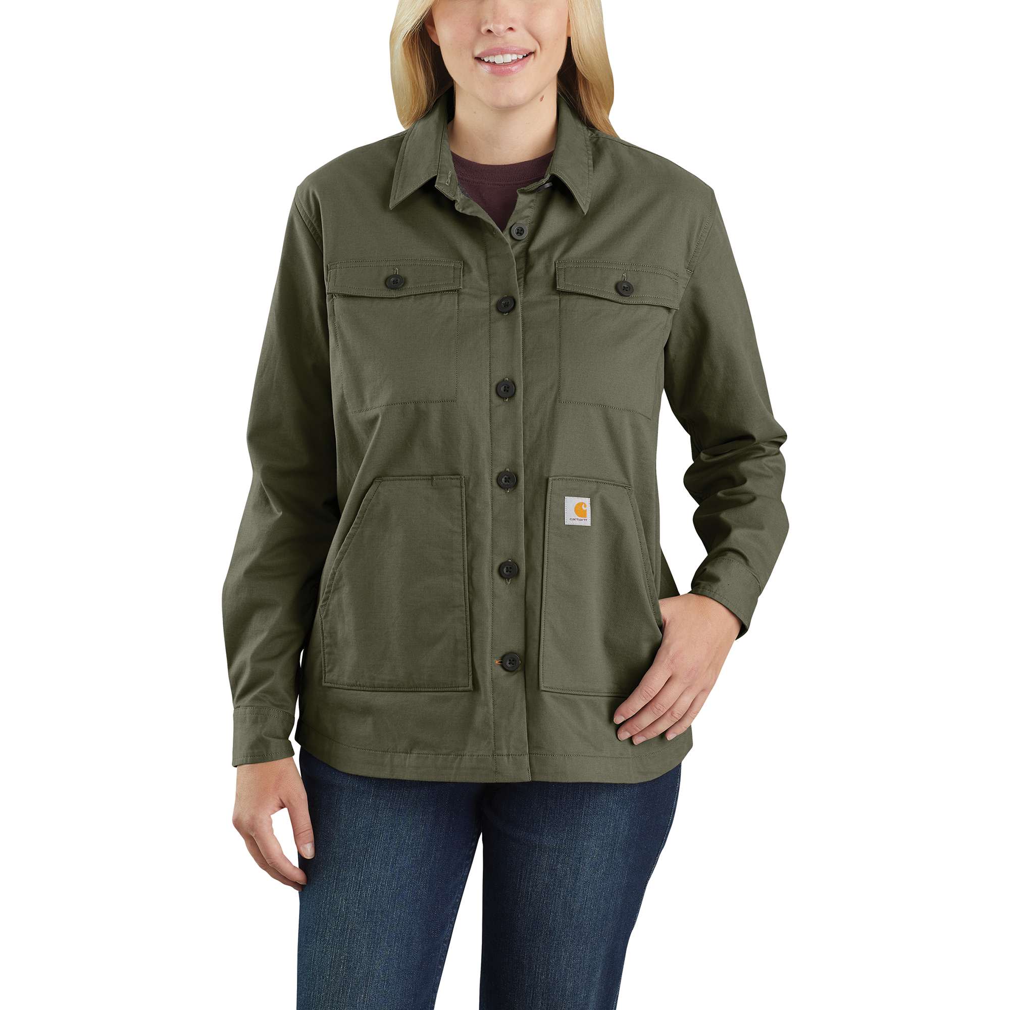 Loose Fit Midweight Twill Long-Sleeve Jersey-Lined Shirt