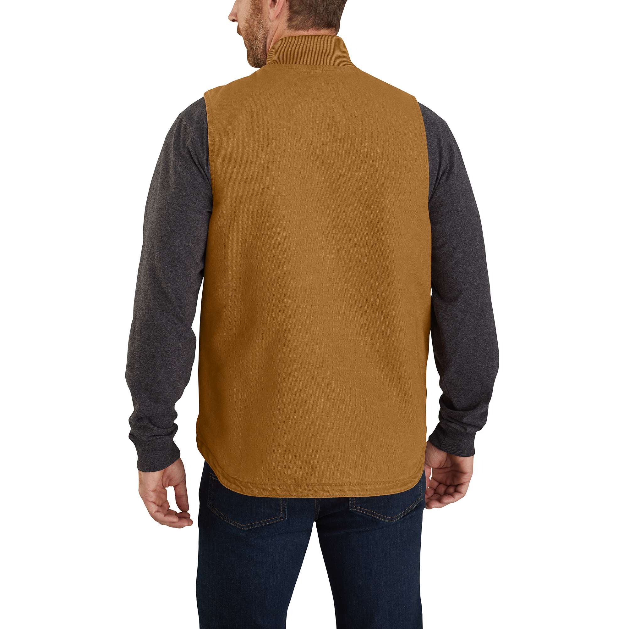 Loose Fit Washed Duck Insulated Rib Collar Vest - Image 2