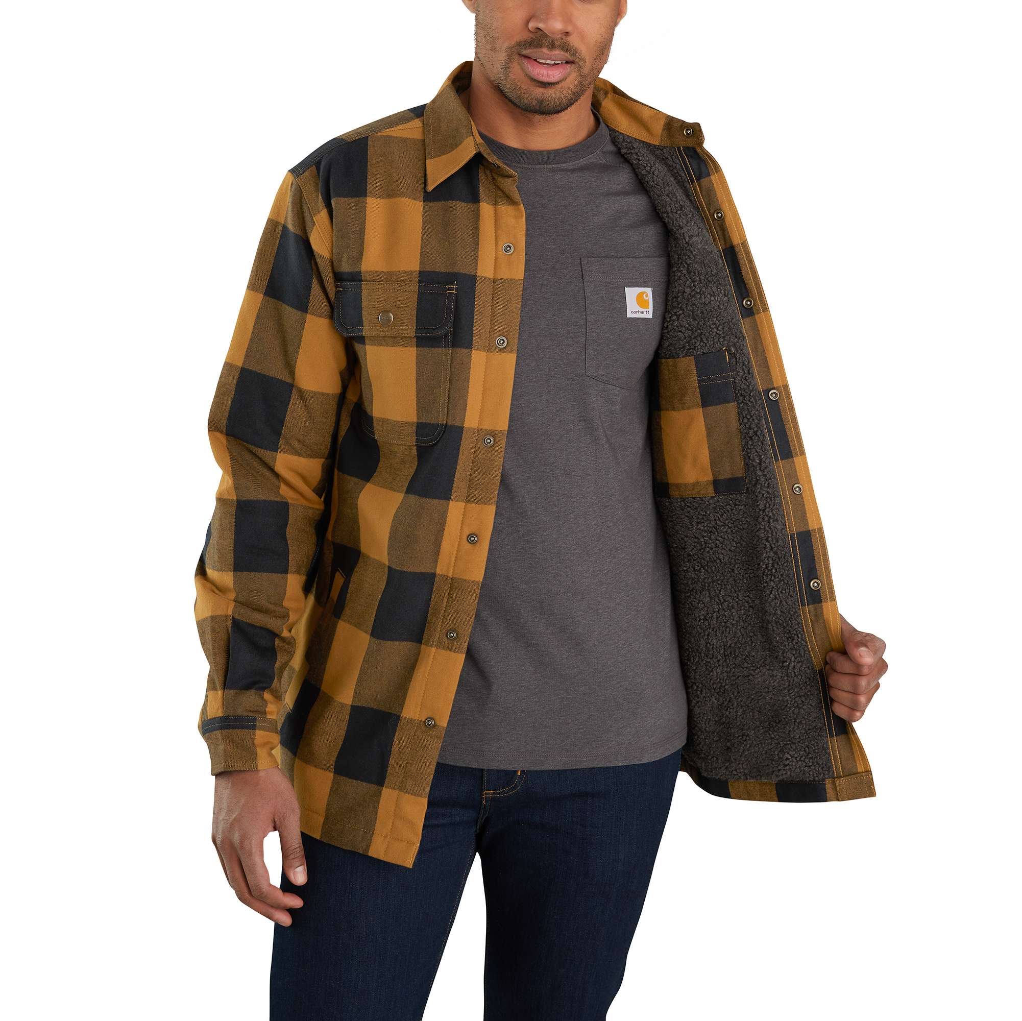 Relaxed Fit Heavyweight Flannel Sherpa-Lined Shirt Jac - Image 3
