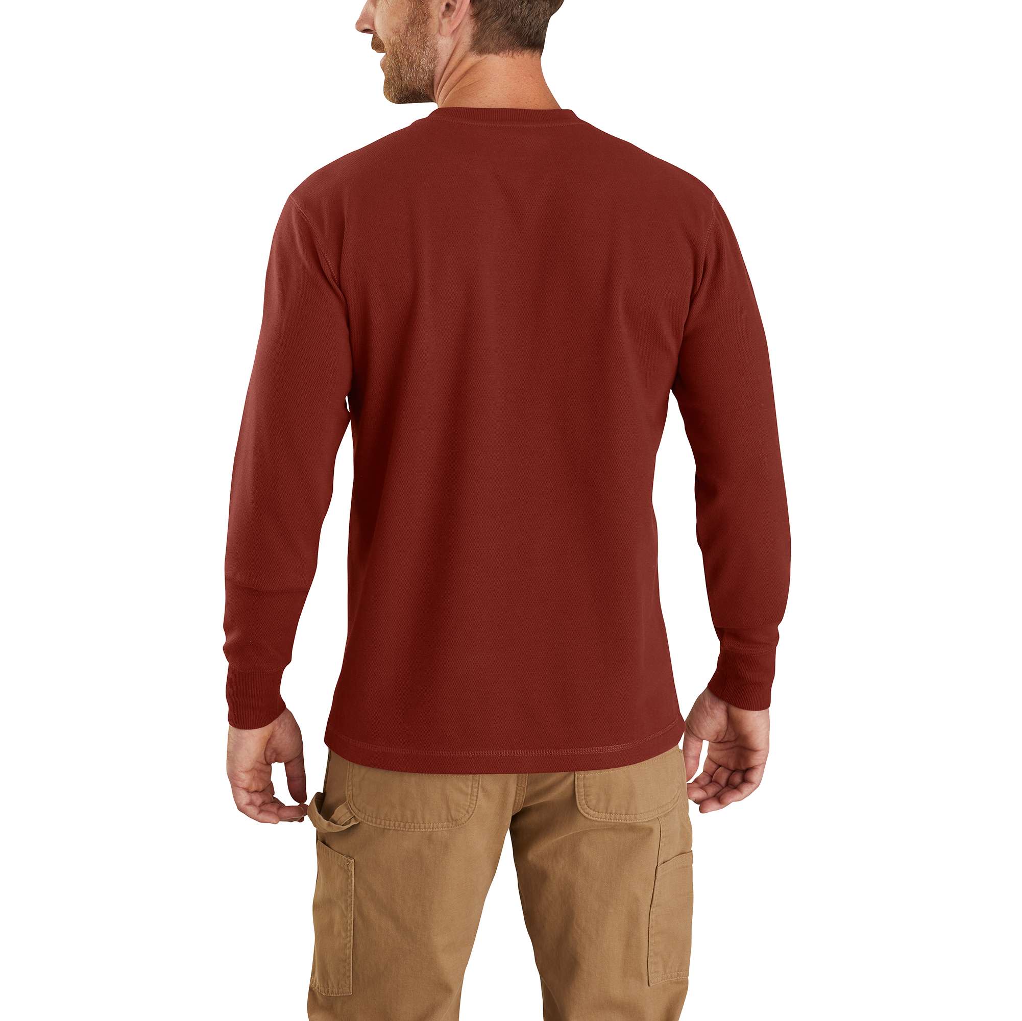 Relaxed Fit Heavyweight Long-Sleeve Henley Pocket Thermal Shirt - Image 2