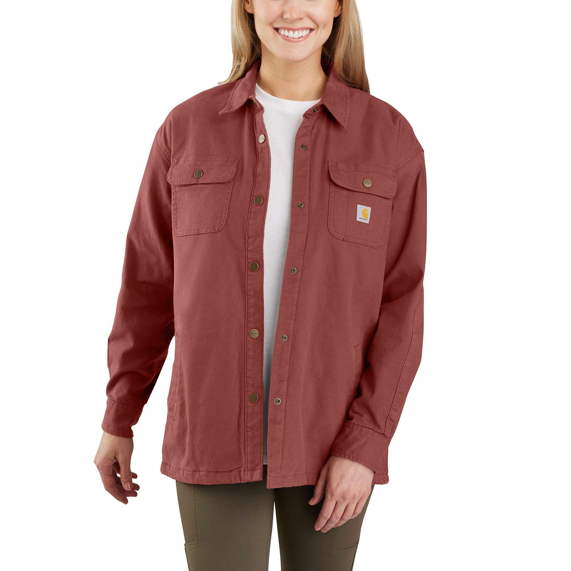 Rugged Flex® Loose Fit Canvas Fleece-Lined Shirt Jac