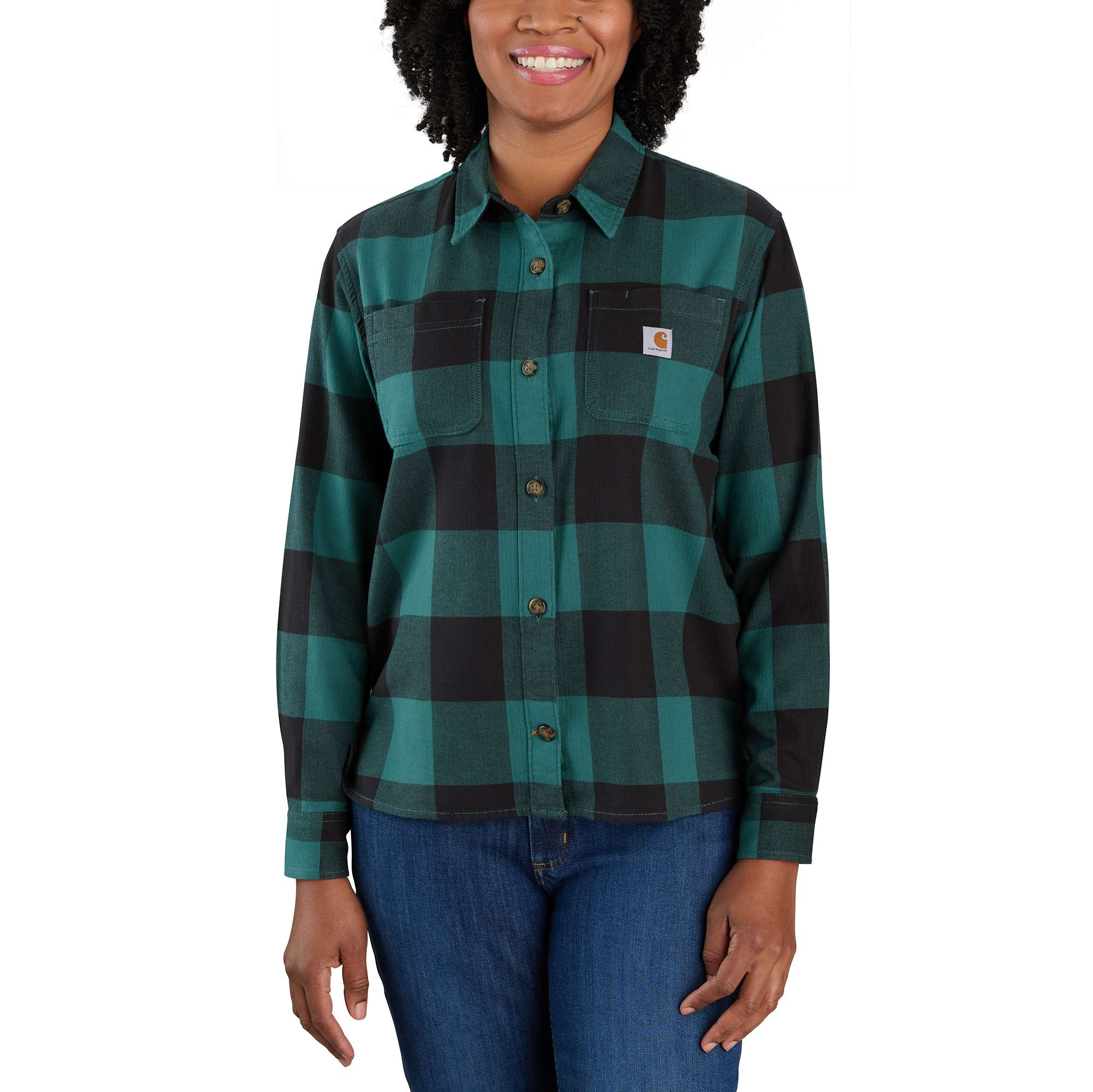 Rugged Flex® Loose Fit Midweight Flannel Long-Sleeve Plaid Shirt