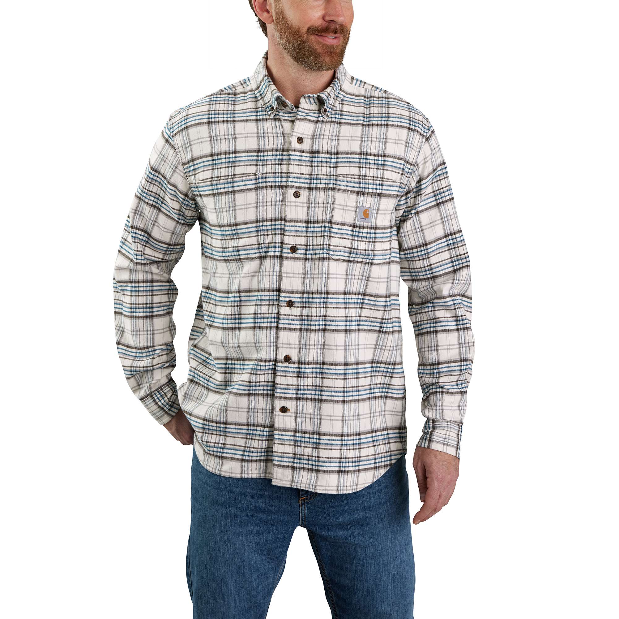Rugged Flex® Relaxed Fit Midweight Flannel Long-Sleeve Plaid Shirt