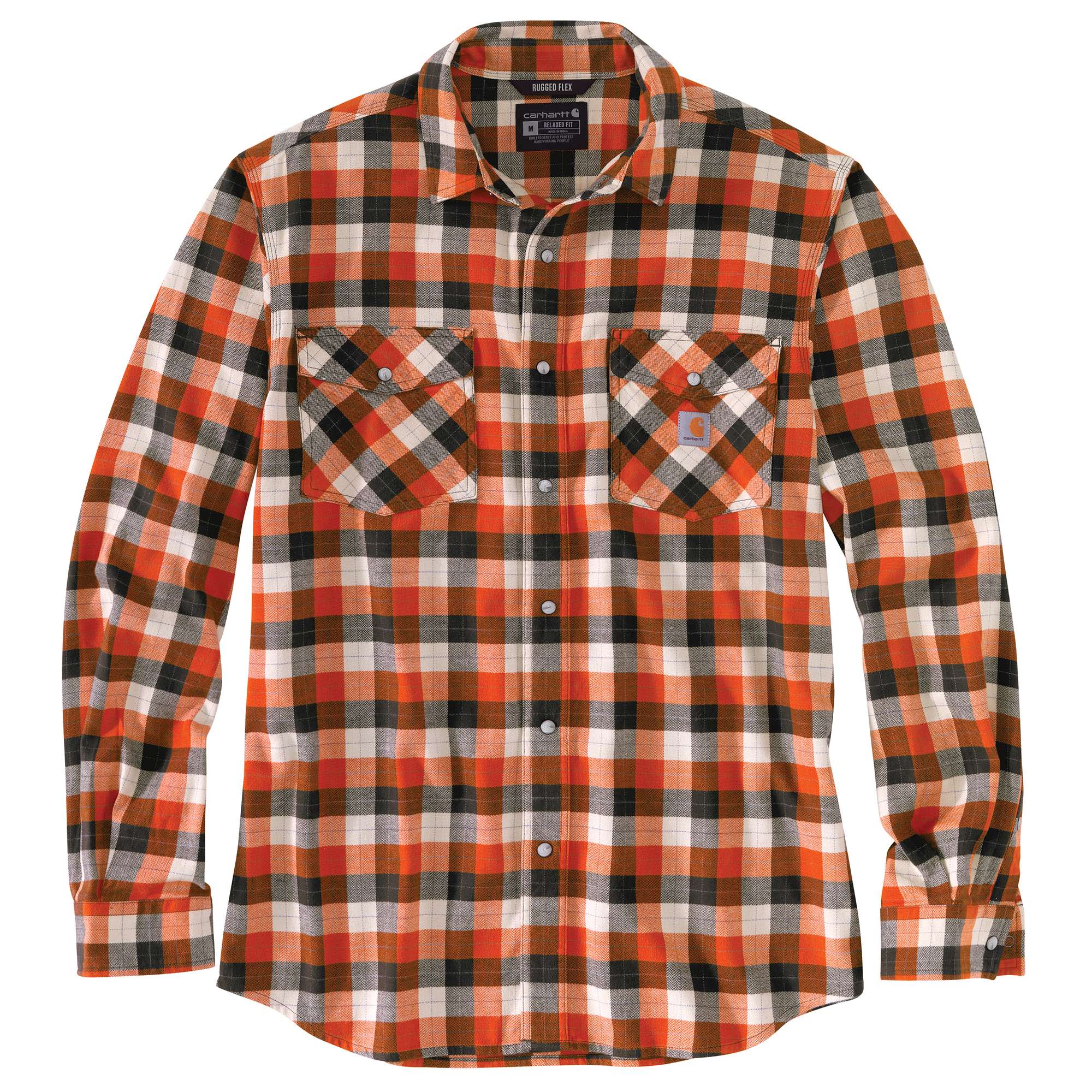 Rugged Flex® Relaxed Fit Midweight Flannel Long-Sleeve Snap-Front PlaidShirt