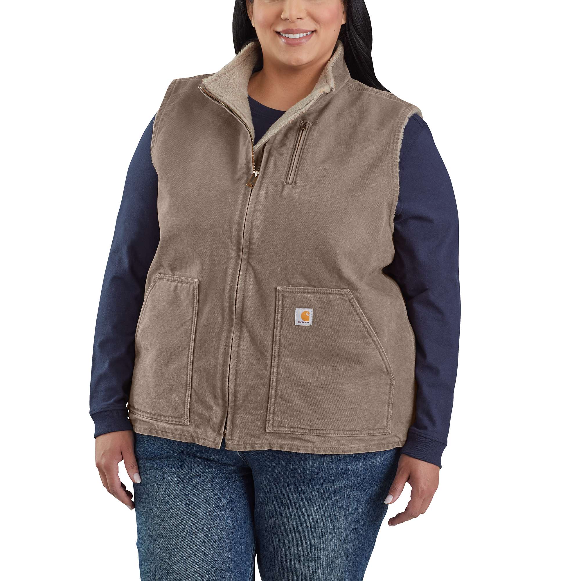 Sandstone Mock-Neck Vest/Sherpa-Lined - Image 2