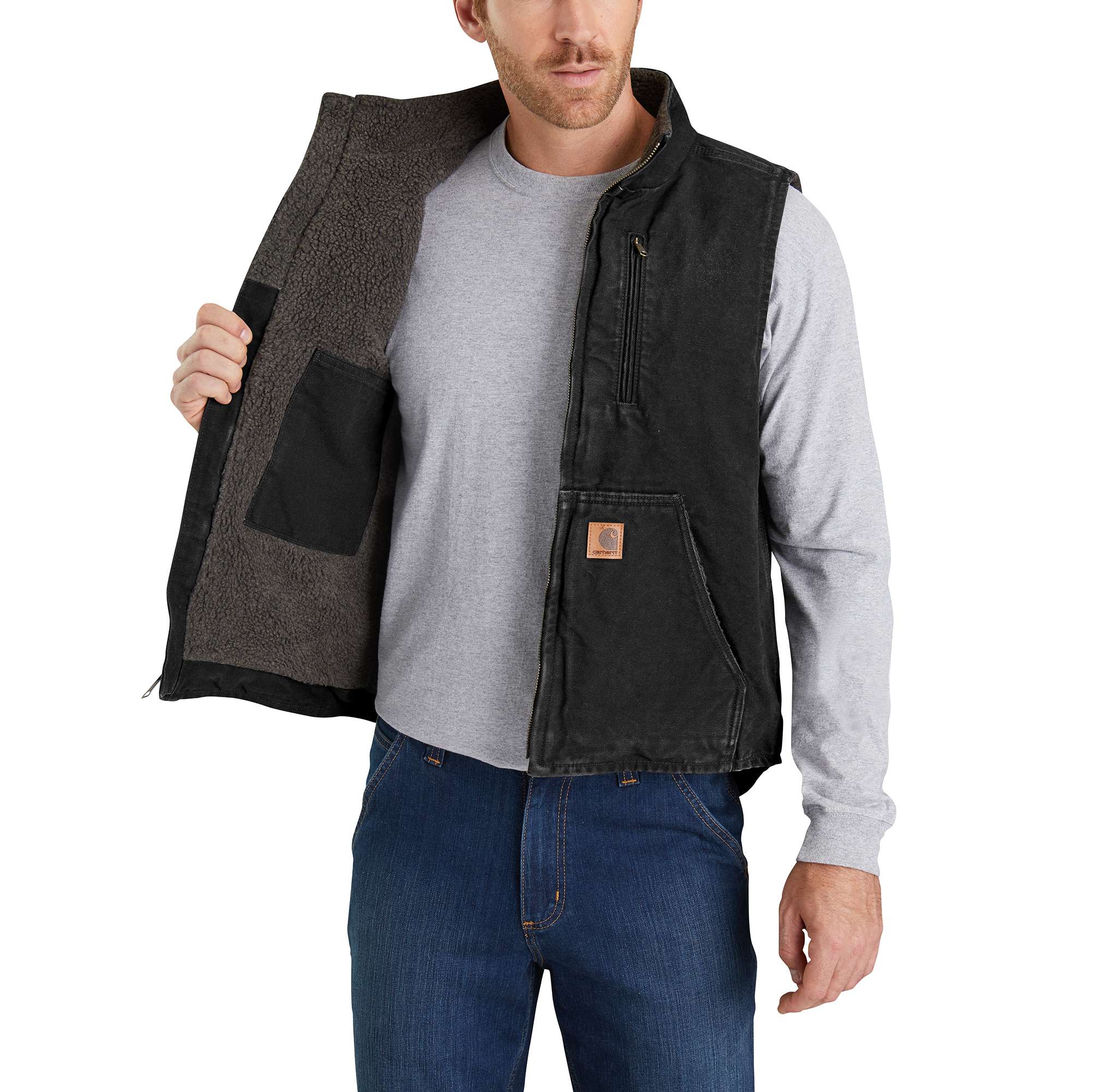 Sandstone Sherpa-Lined Mock-Neck Vest - Image 4