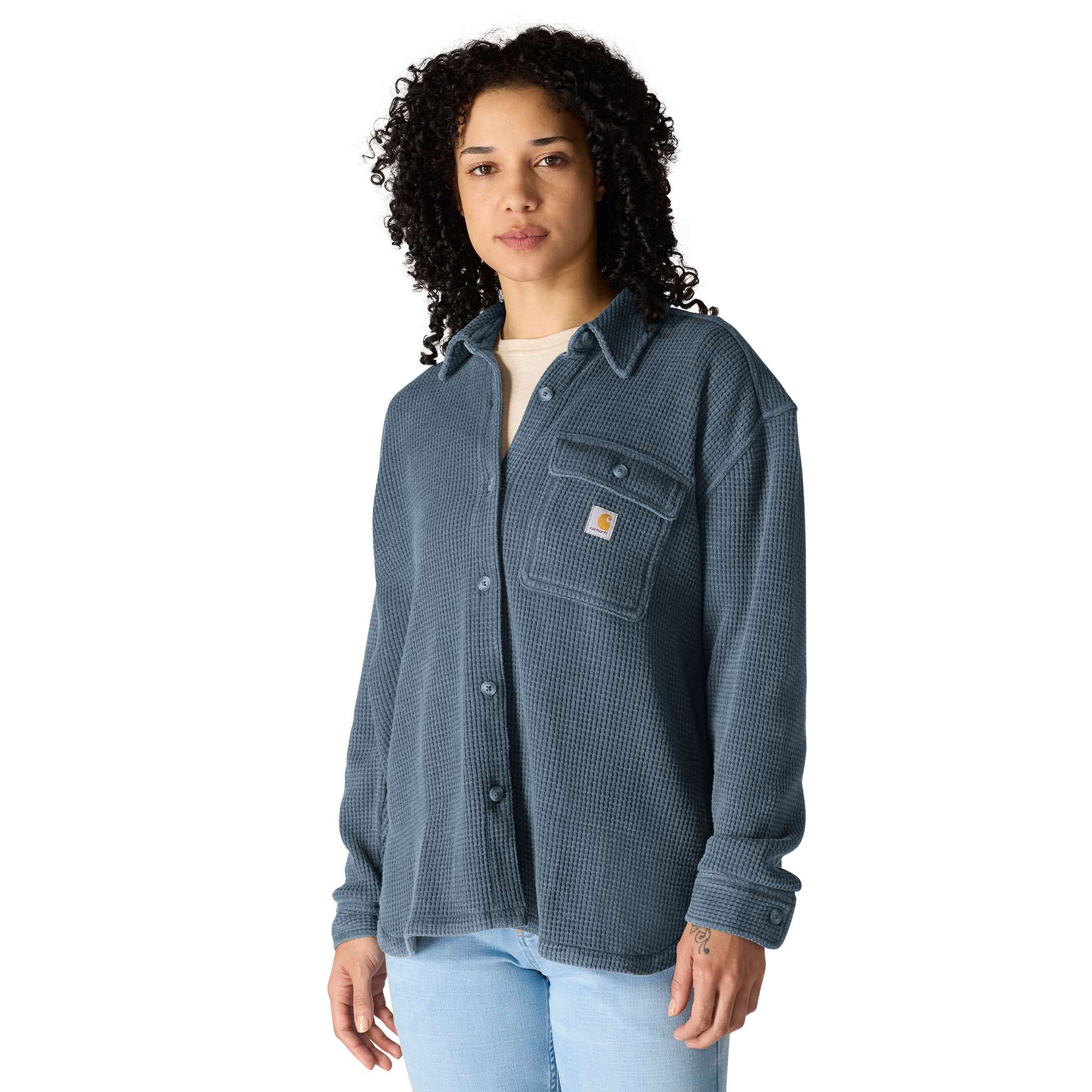 Women's Oversized-Fit Heavyweight Waffle Knit Shirt